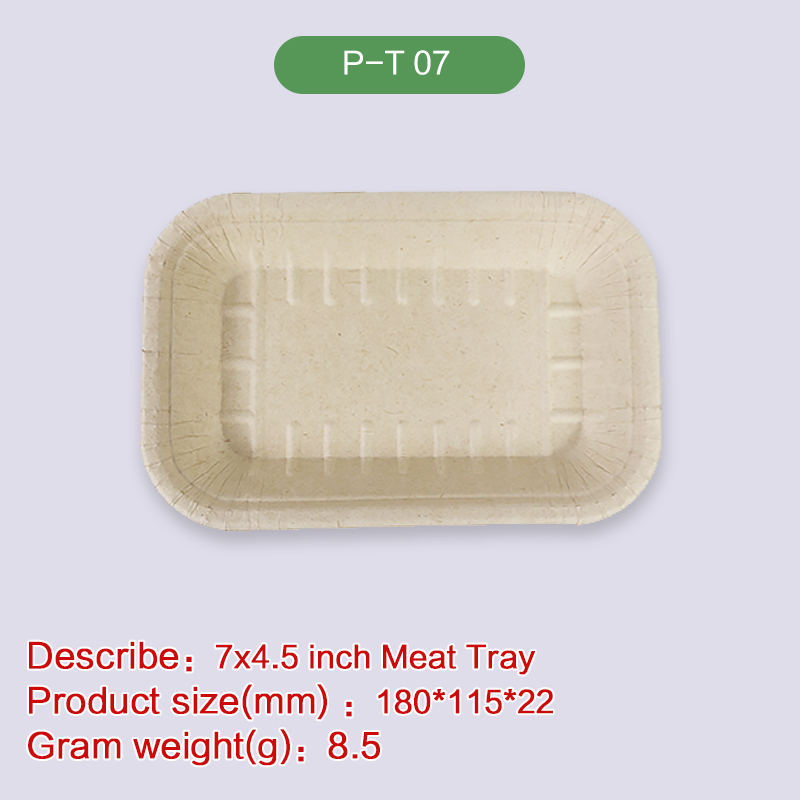 7''*4.5'' Meat Tray Biodegradable disposable compostable bagasse pulp-P-T 07