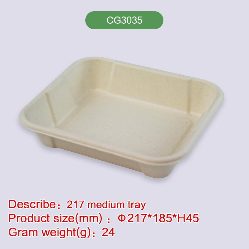 lunch tray Biodegradable disposable compostable bagasse pulp-CG3035