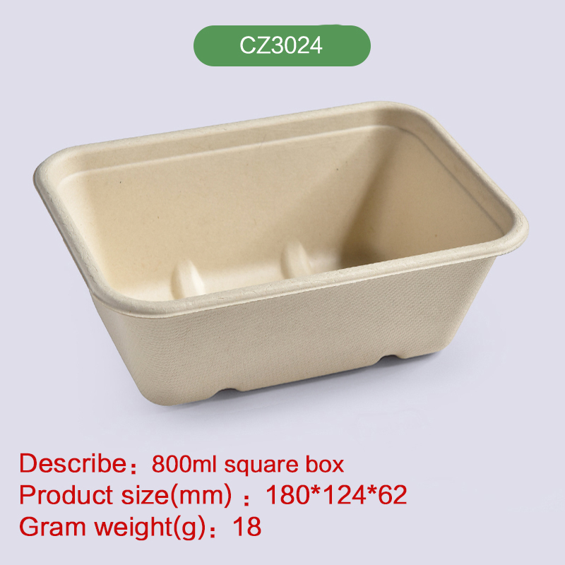 800 ml Food box Biodegradable disposable compostable bagasse pulp -CZ3024