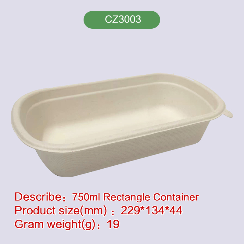 750ml lunch box Biodegradable disposable compostable bagasse pulp-CZ3003