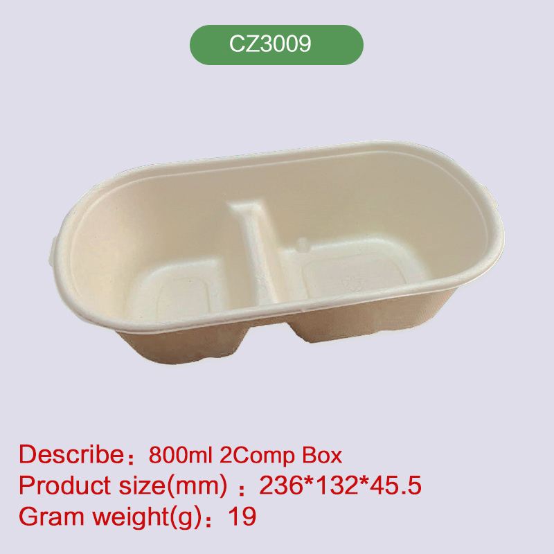 800ml lunch box Biodegradable disposable compostable bagasse pulp-CZ3009
