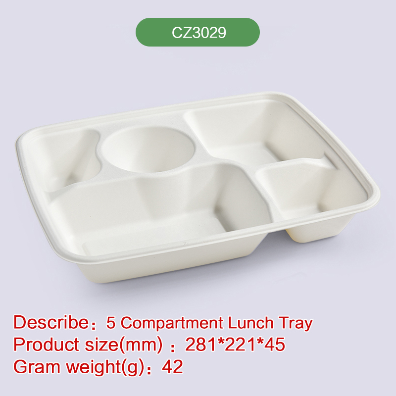 lunch tray Biodegradable disposable compostable bagasse pulp-CZ3029
