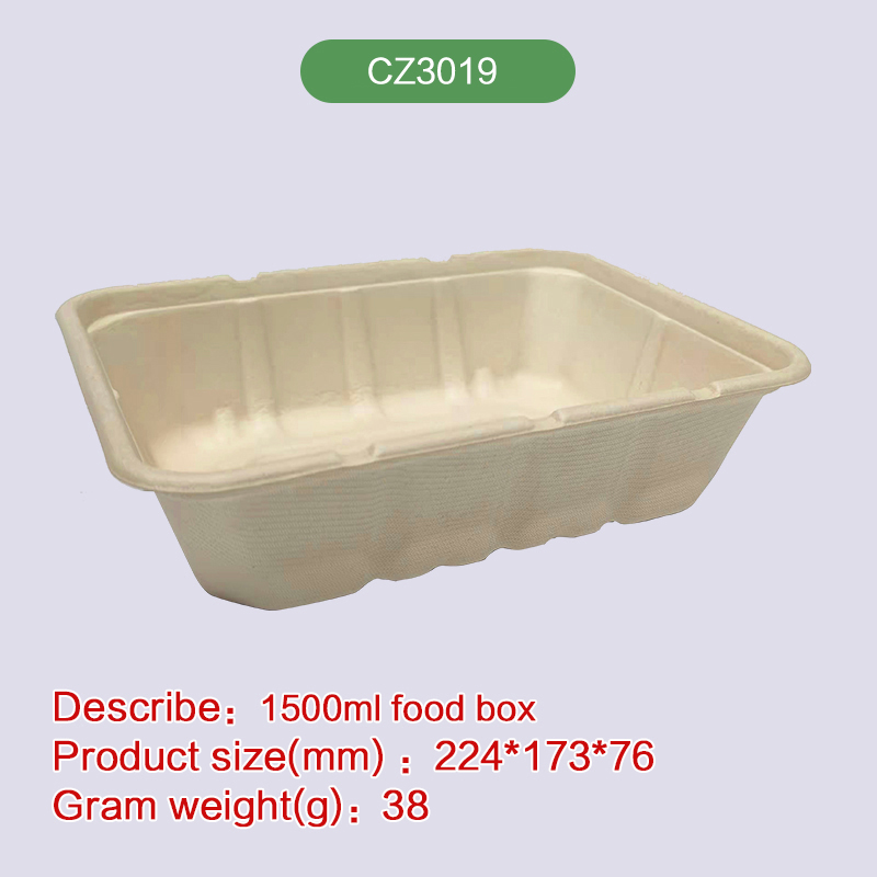 1500ml Square box Biodegradable disposable compostable bagasse pulp-CZ3019