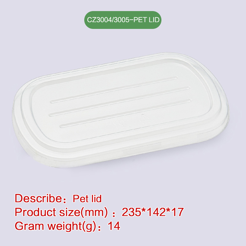 lunch box biodegradable,disposable,compostable,PFAS FREE,bagasse pulp-CZ3004-2005-PET LID