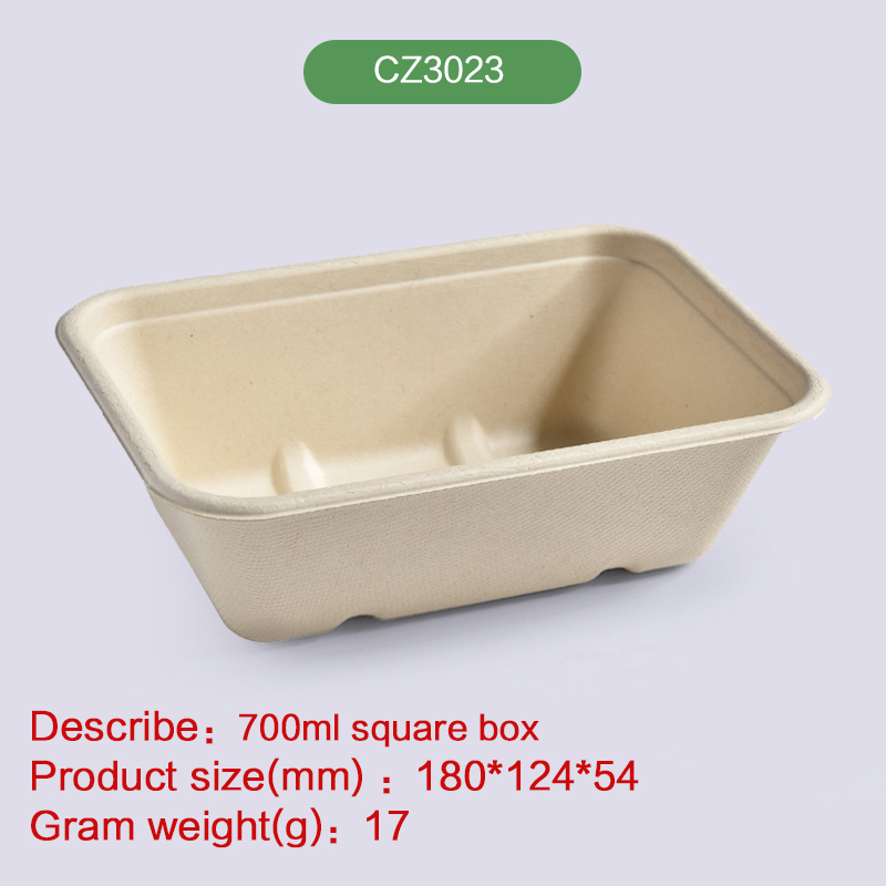 700 ml Food box Biodegradable disposable compostable bagasse pulp-CZ3023