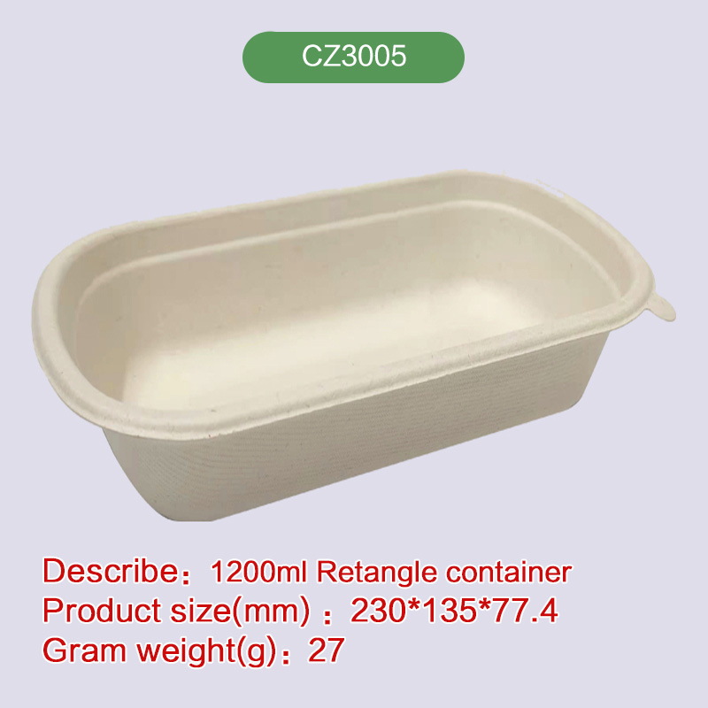 1200ml lunch box Biodegradable disposable compostable bagasse pulp-CZ3005
