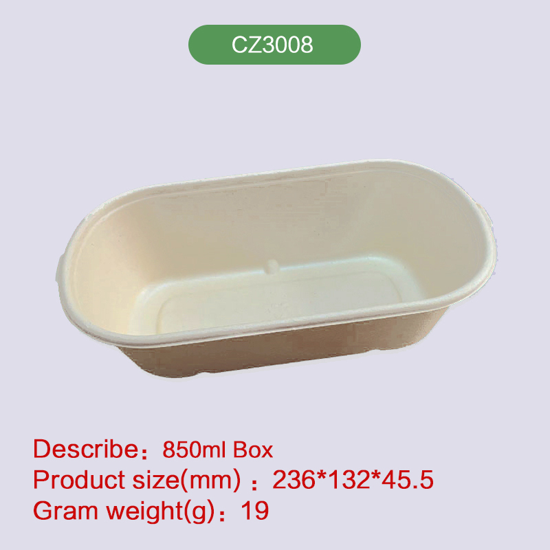 850ml box Biodegradable disposable compostable bagasse pulp-CZ3008