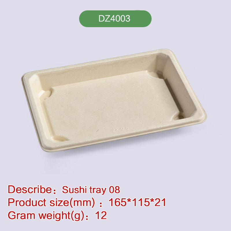 6.5''*4.5'' Sushi tray Biodegradable disposable compostable bagasse pulp-DZ4003