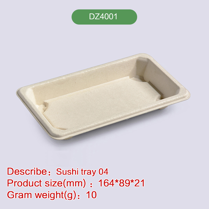 6.5''*3.5'' Sushi tray Biodegradable disposable compostable bagasse pulp-DZ4001
