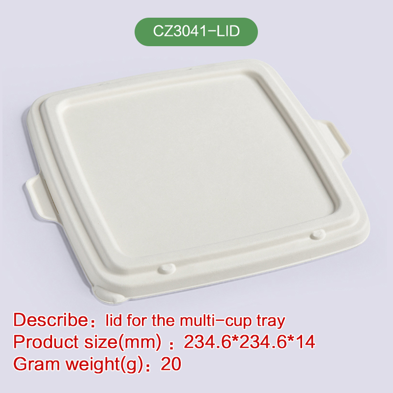 Lid of Square lunch box Biodegradable disposable compostable bagasse pulp-CZ3041-LID
