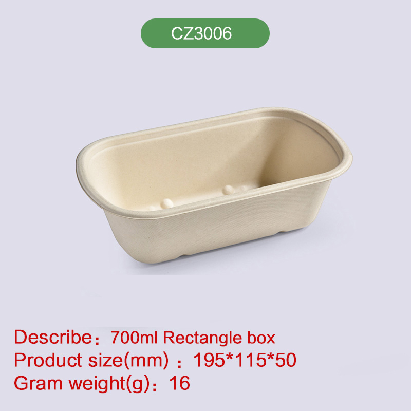 700ml lunch box Biodegradable disposable compostable bagasse pulp-CZ3006