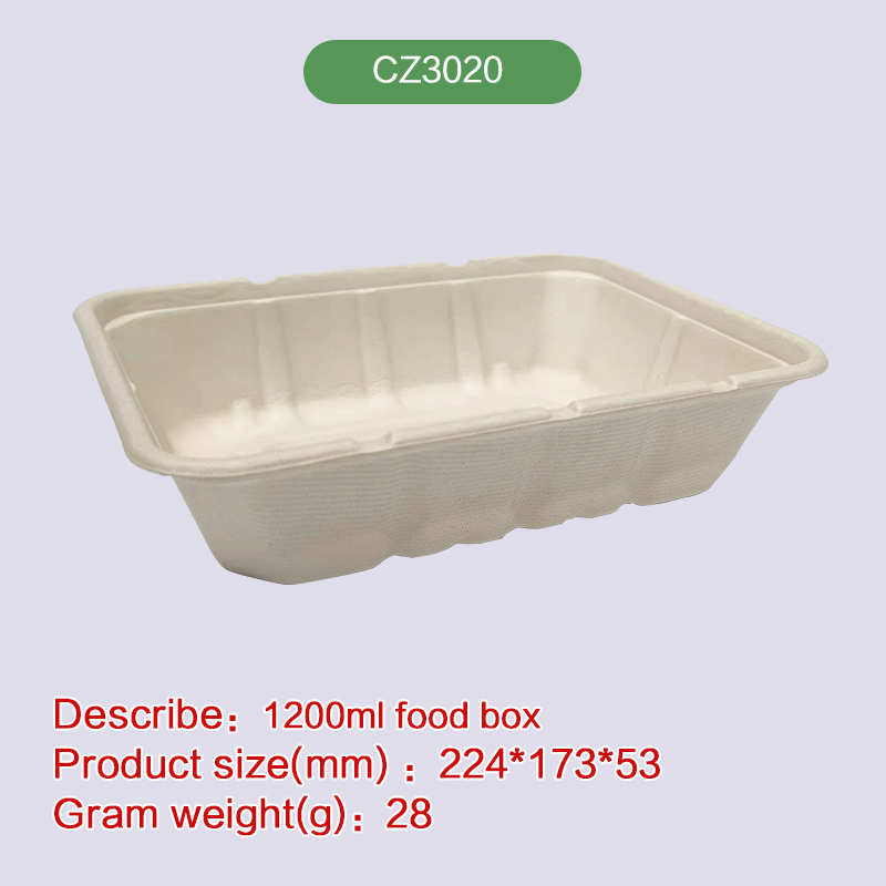 1200ml Square box Biodegradable disposable compostable bagasse pulp-CZ3020