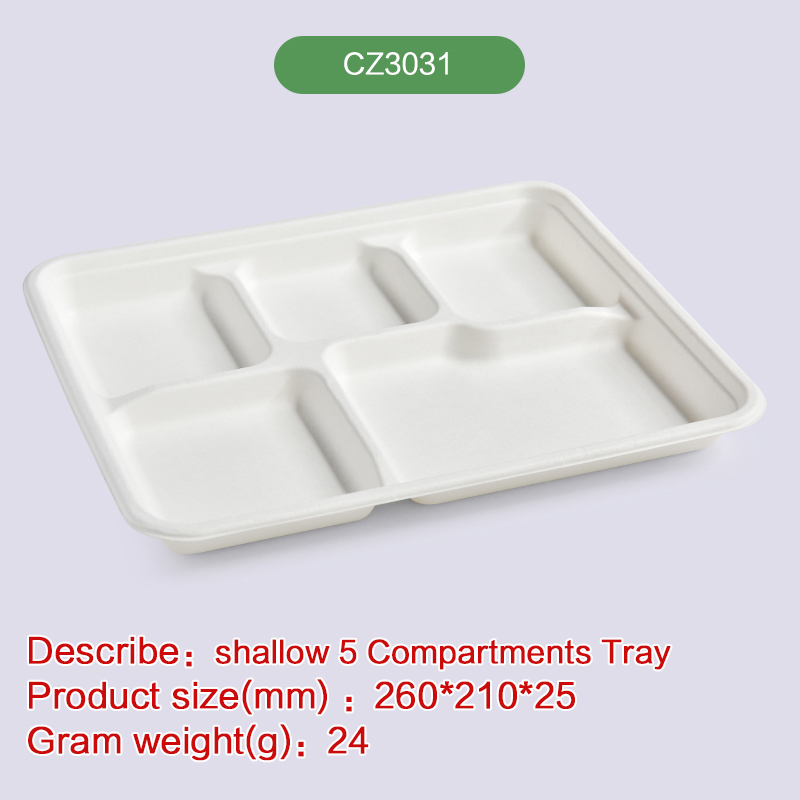 lunch tray Biodegradable disposable compostable bagasse pulp-CZ3031