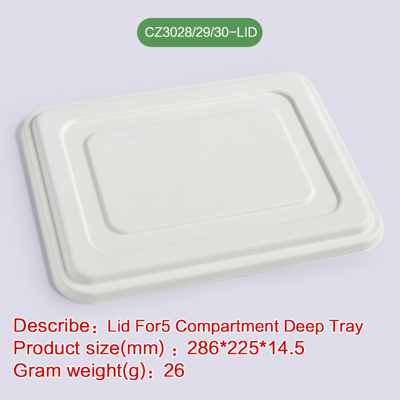 lunch tray Biodegradable disposable compostable bagasse pulp-CZ3028/29/30-LID