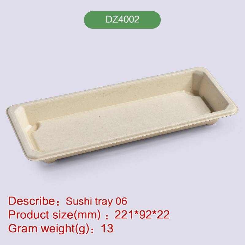 8.7''*3.6'' Sushi tray Biodegradable disposable compostable bagasse pulp-DZ4002
