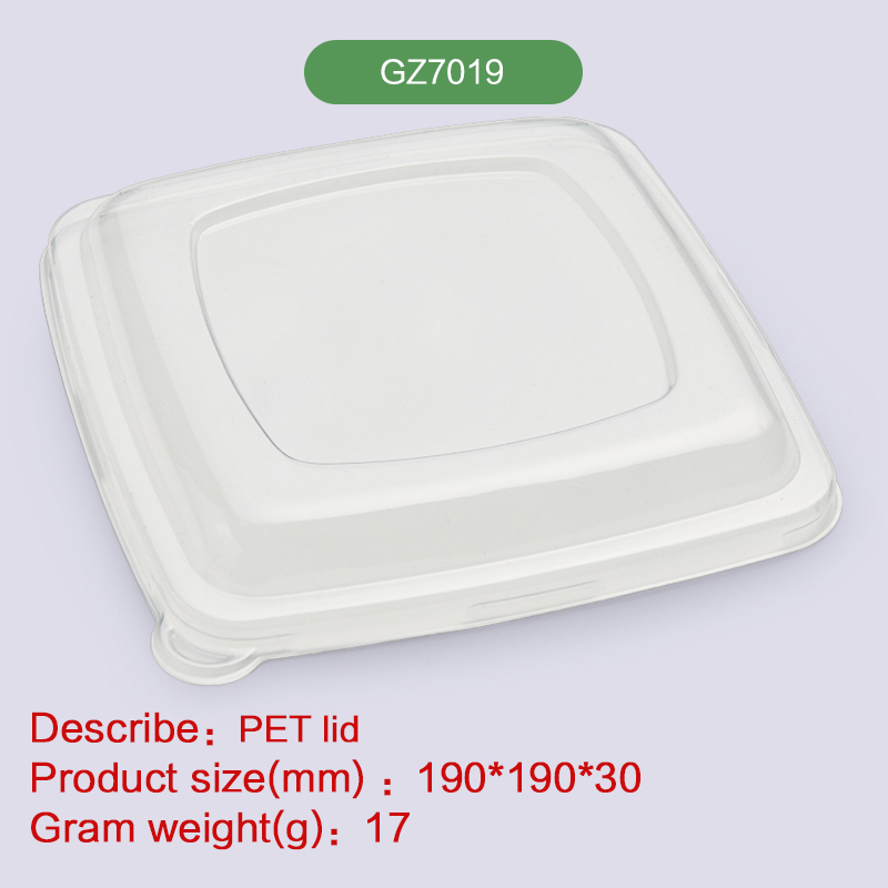PET Lid of Square bowl Biodegradable disposable compostable bagasse pulp-GZ7019