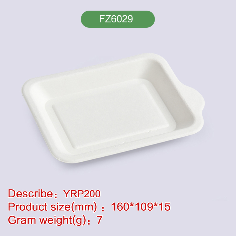 6.3''*4.3''Party Rectangle Tray Biodegradable disposable compostable bagasse pulp-FZ6029