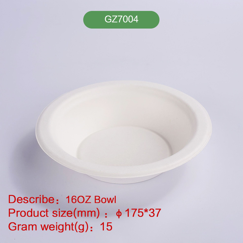 16oz Salad soup bowl Biodegradable disposable compostable bagasse pulp-GZ7004