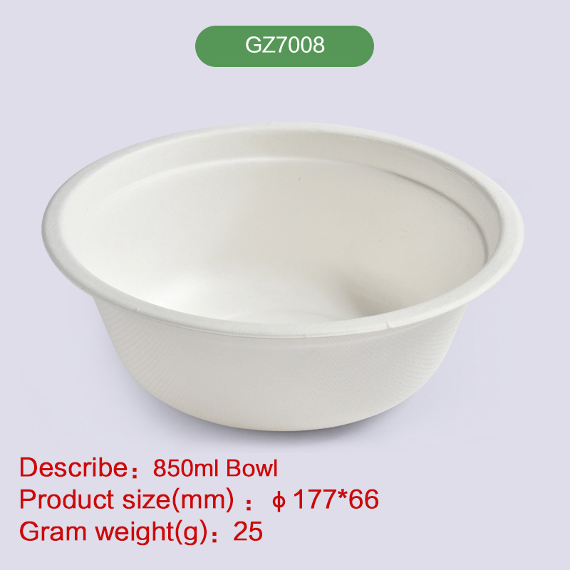 850ml Round bowl Biodegradable disposable compostable bagasse pulp-GZ7008