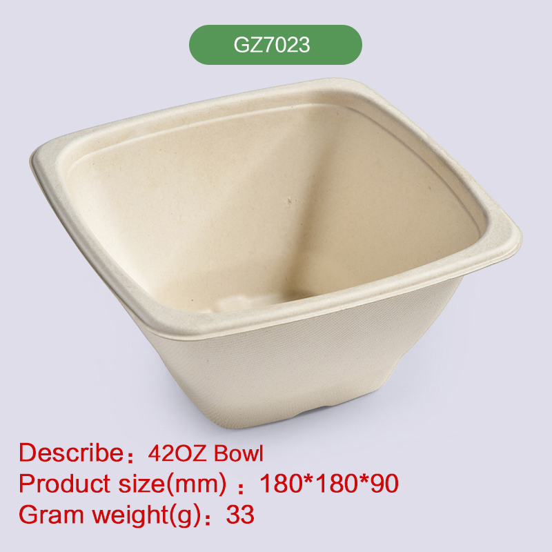 42oz Take-away bowl Biodegradable disposable compostable bagasse pulp-GZ7023