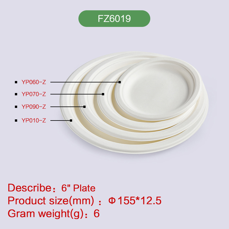 Round Plate Biodegradable disposable compostable bagasse pulp-FZ6019