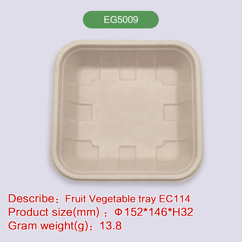Meat tray Biodegradable disposable compostable bagasse pulp-EG5009