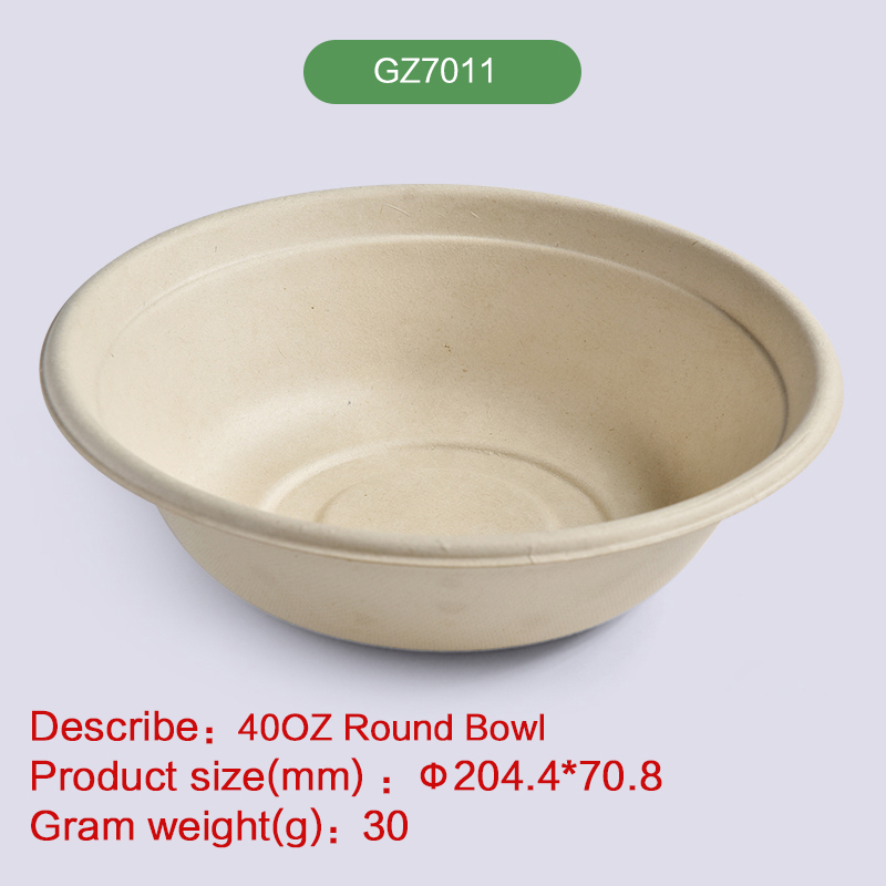 40oz Round Bowl Biodegradable disposable compostable bagasse pulp-GZ7011