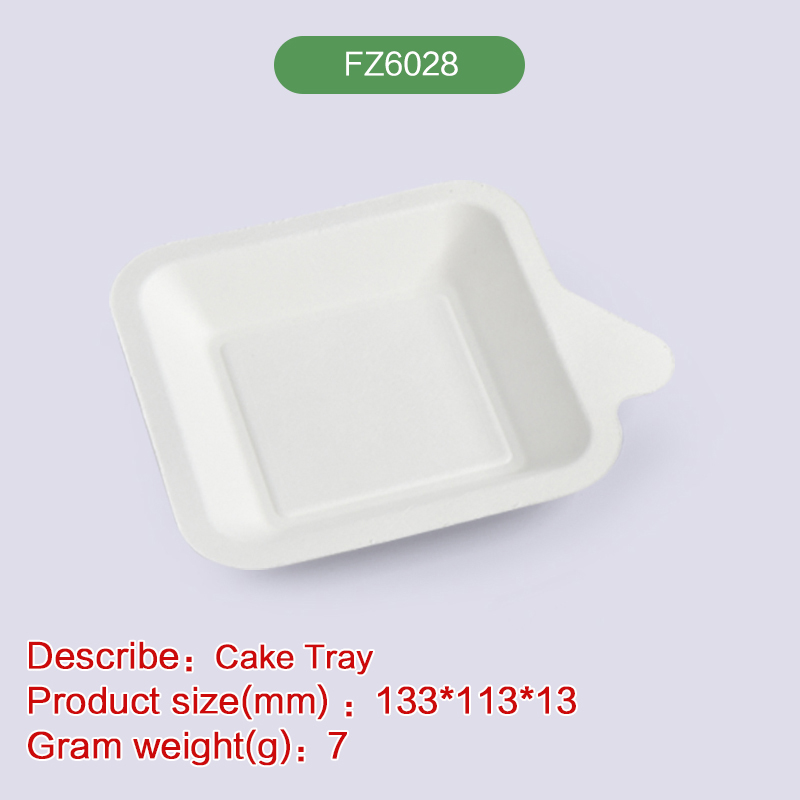Cake Square Tray Biodegradable disposable compostable bagasse pulp-FZ6028