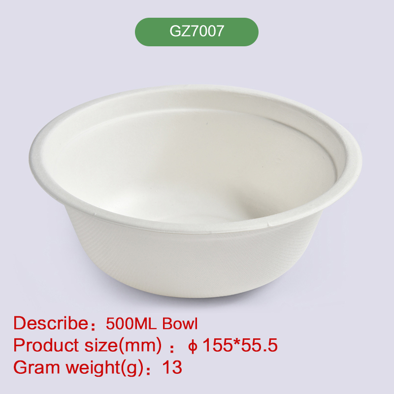 500ml Salad Bowl Biodegradable disposable compostable bagasse pulp-GZ7007