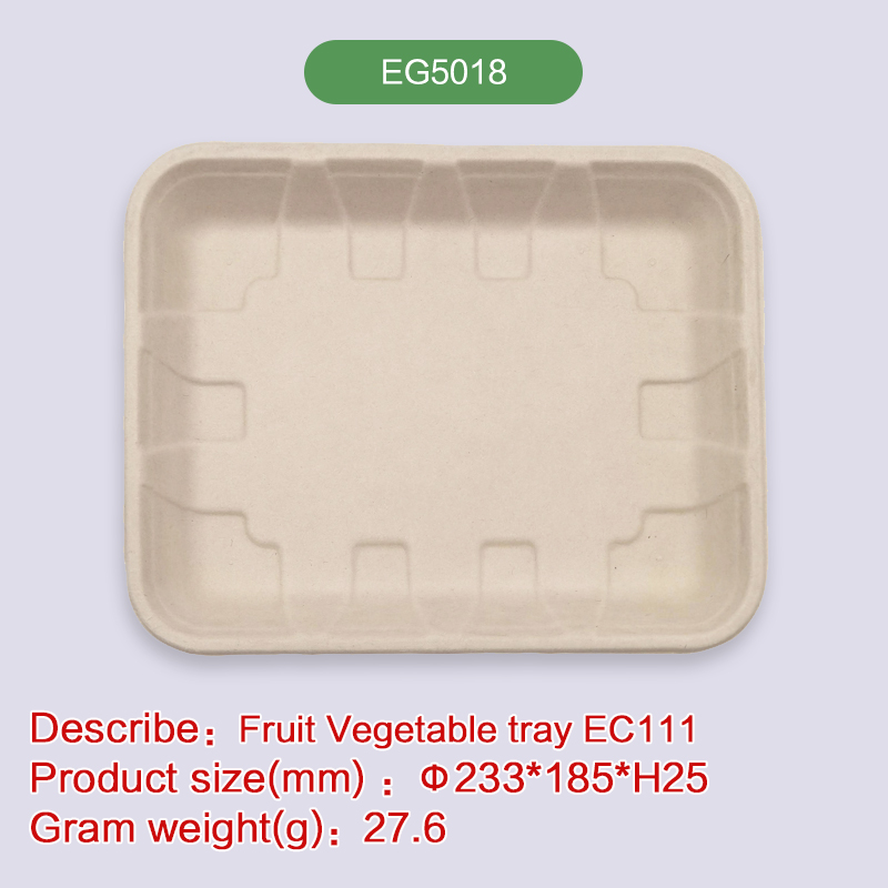 Meat tray Biodegradable disposable compostable bagasse pulp-EG5018