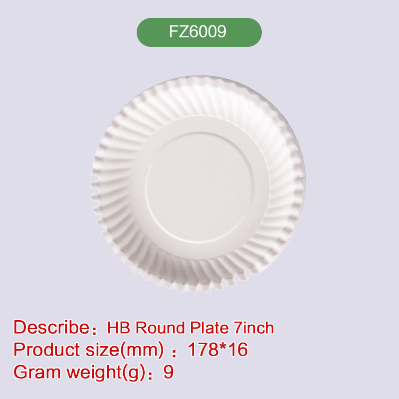 7''plate Biodegradable disposable compostable bagasse pulp-FZ6009